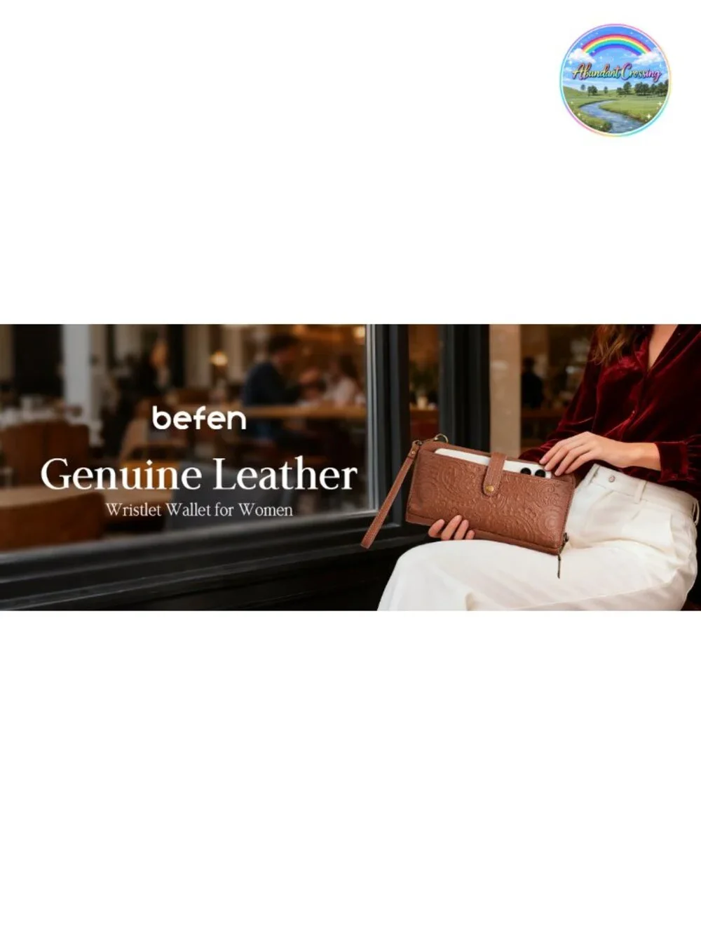 Genuine Leather Crossbody Phone Wallet Wristlet with RFID, Vintage Style